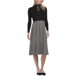 DALIA MACPHEE Mixed Media Gingham Skirt Dress